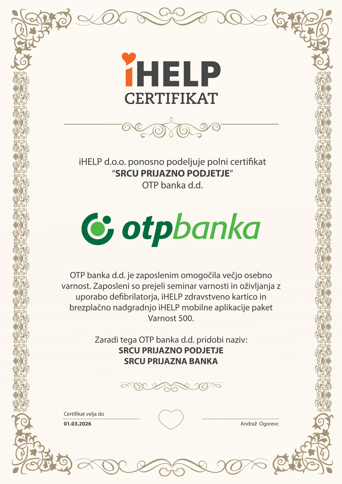 Srcu prijazna banka: OTP Banka